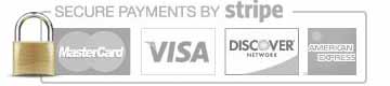 American Express, Visa, Master Card, Discover accepted via secure Stripe payment